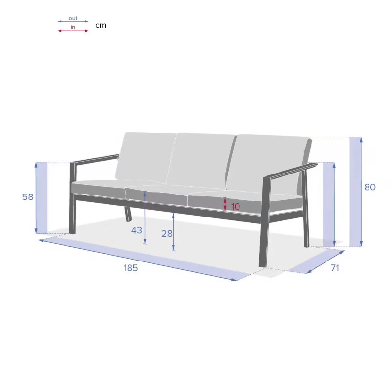 Canapé 3 Places Pavane Graphite Hespéride 6 Canapé 3 Places Pavane Graphite Hespéride – Image 6