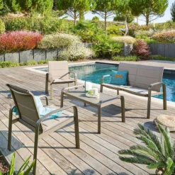 Pas Cher Jardo Via Magasin 23 Salon De Jardin 4 Places Elyn Noisette / Praline Hespéride